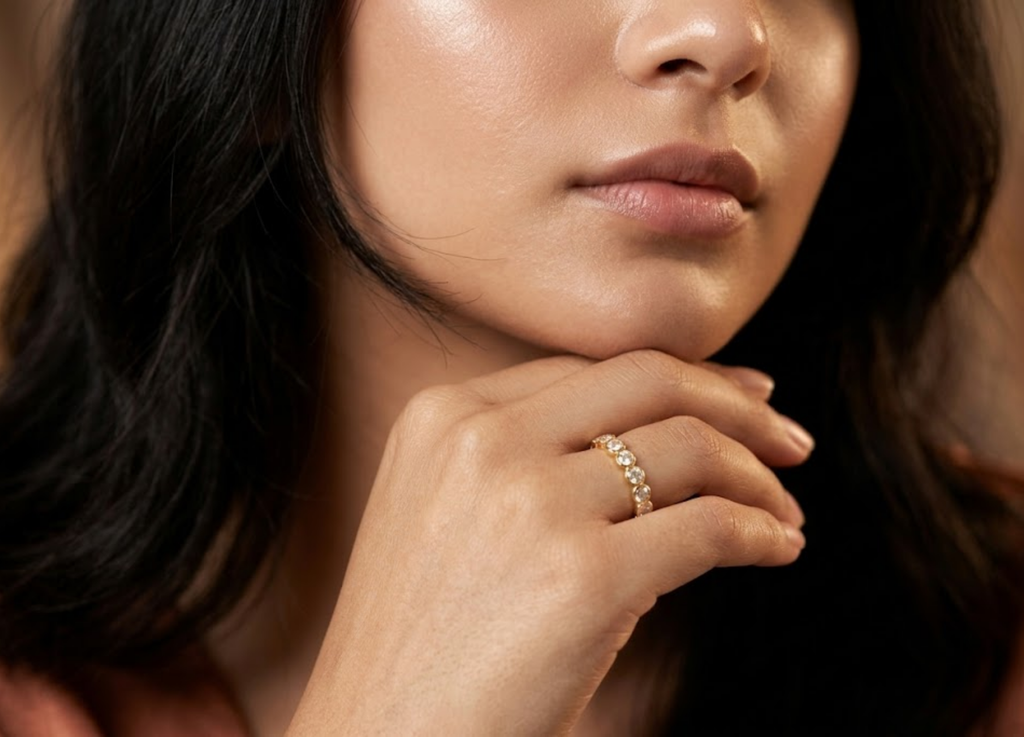 Gold Diamond Eternity Band Ring for Women – Elegant Stackable Wedding Band, Minimalist Luxury Jewelry