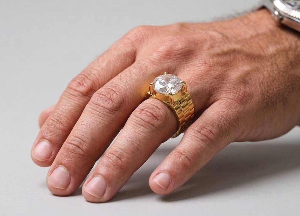 4 Ct. (VS-EF) Luxury Gold Solitaire Statement Ring with Round Brilliant Stone