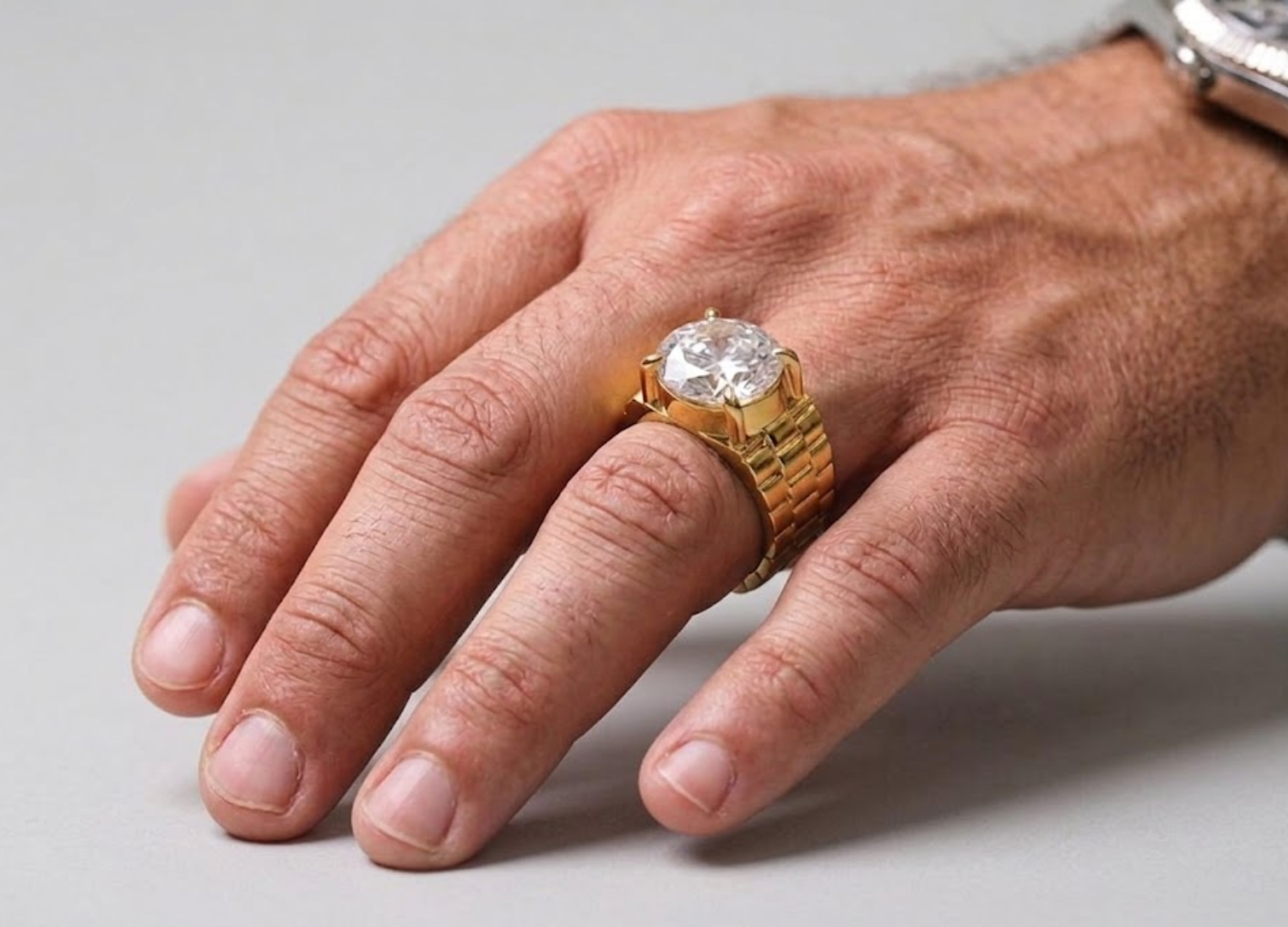 Luxury Gold Solitaire Statement Ring with Round Brilliant Stone | Fine Diamond Jewelry | Luxury Diamond Ring