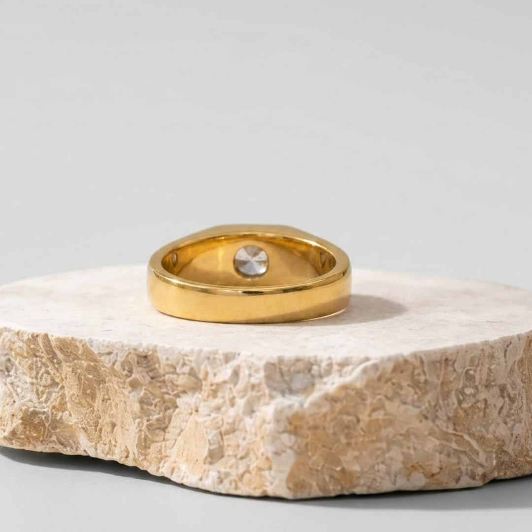 Men’s Blue Sapphire Ring in Gold – Emerald Cut Statement Ring, Luxury Signet Style Jewelry for Men