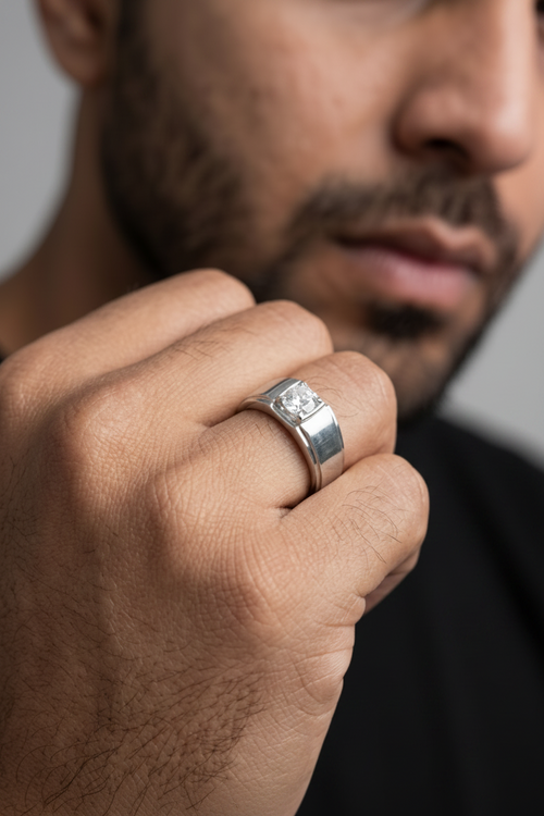 1.5tcw  (VS-EF) Modern Men's Solitaire Lab-Grown Diamond Ring