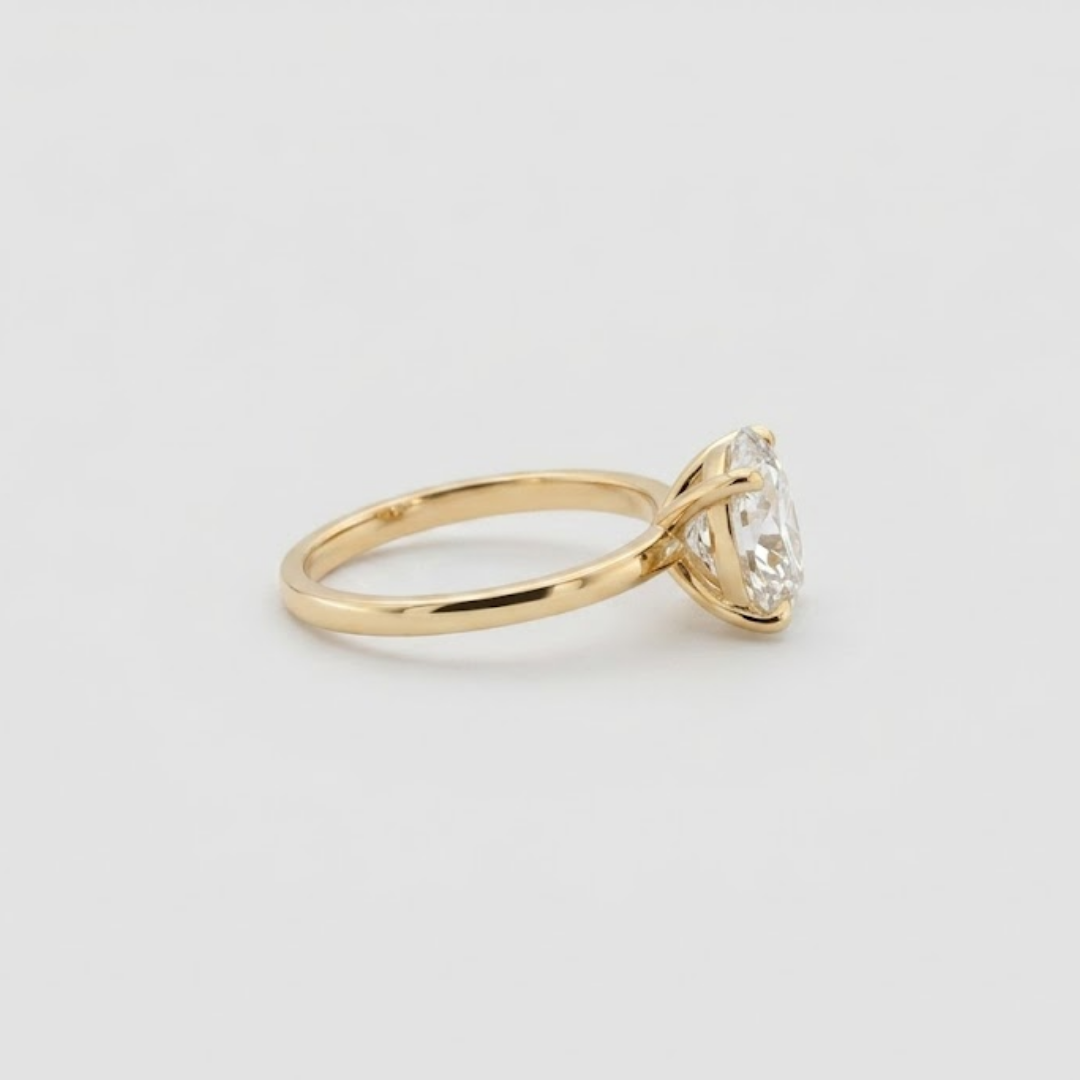 Oval Cut Natural Diamond Engagement Ring for Women | Luxury Solitaire Diamond Ring