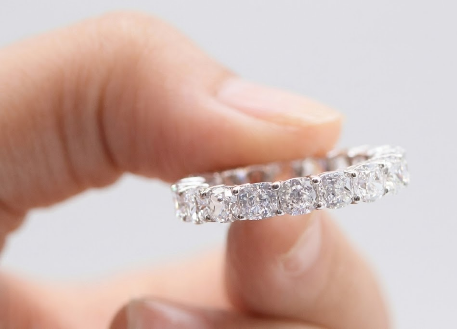 Oval Cut Diamond Eternity Band – White Gold Wedding Ring for Women, Luxury Stackable Anniversary Band