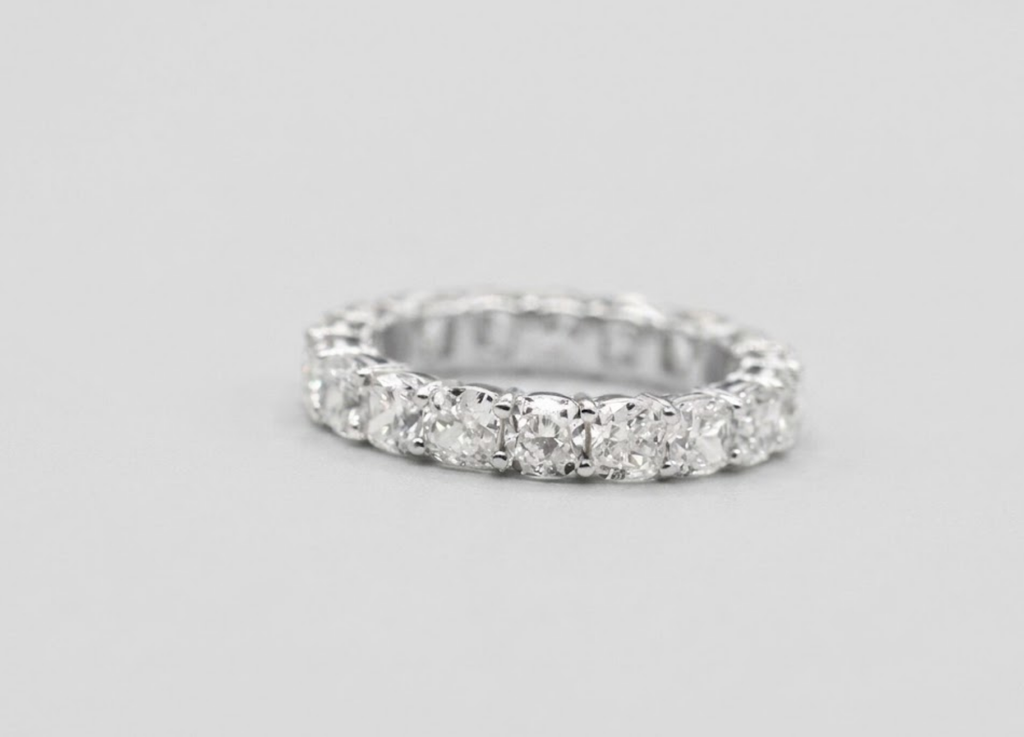Oval Cut Diamond Eternity Band – White Gold Wedding Ring for Women, Luxury Stackable Anniversary Band