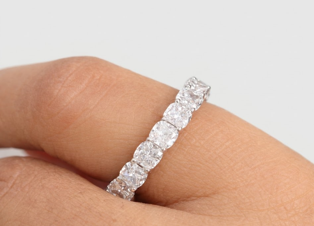 Oval Cut Diamond Eternity Band – White Gold Wedding Ring for Women, Luxury Stackable Anniversary Band