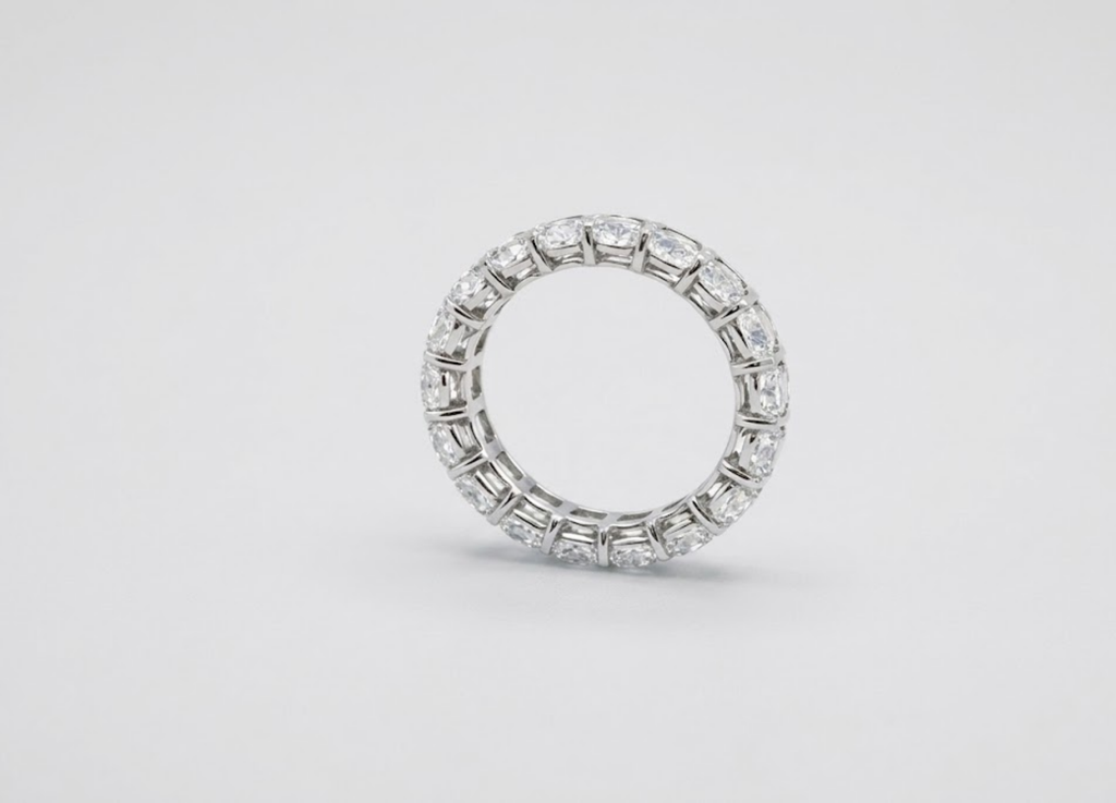 Oval Cut Diamond Eternity Band – White Gold Wedding Ring for Women, Luxury Stackable Anniversary Band