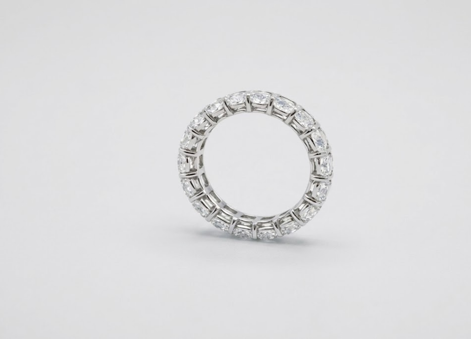 Oval Cut Diamond Eternity Band – White Gold Wedding Ring for Women, Luxury Stackable Anniversary Band