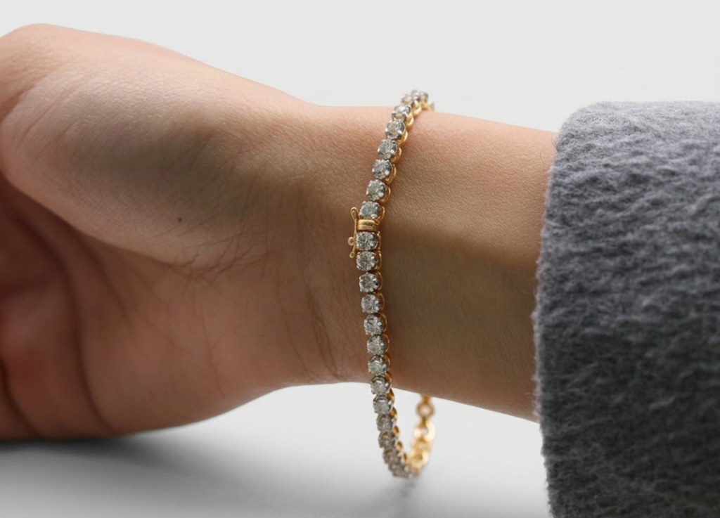 Luxury Diamond Tennis Bracelet for Women – Elegant Gold Stackable Bracelet, Minimalist Everyday Fine Jewelry Gift