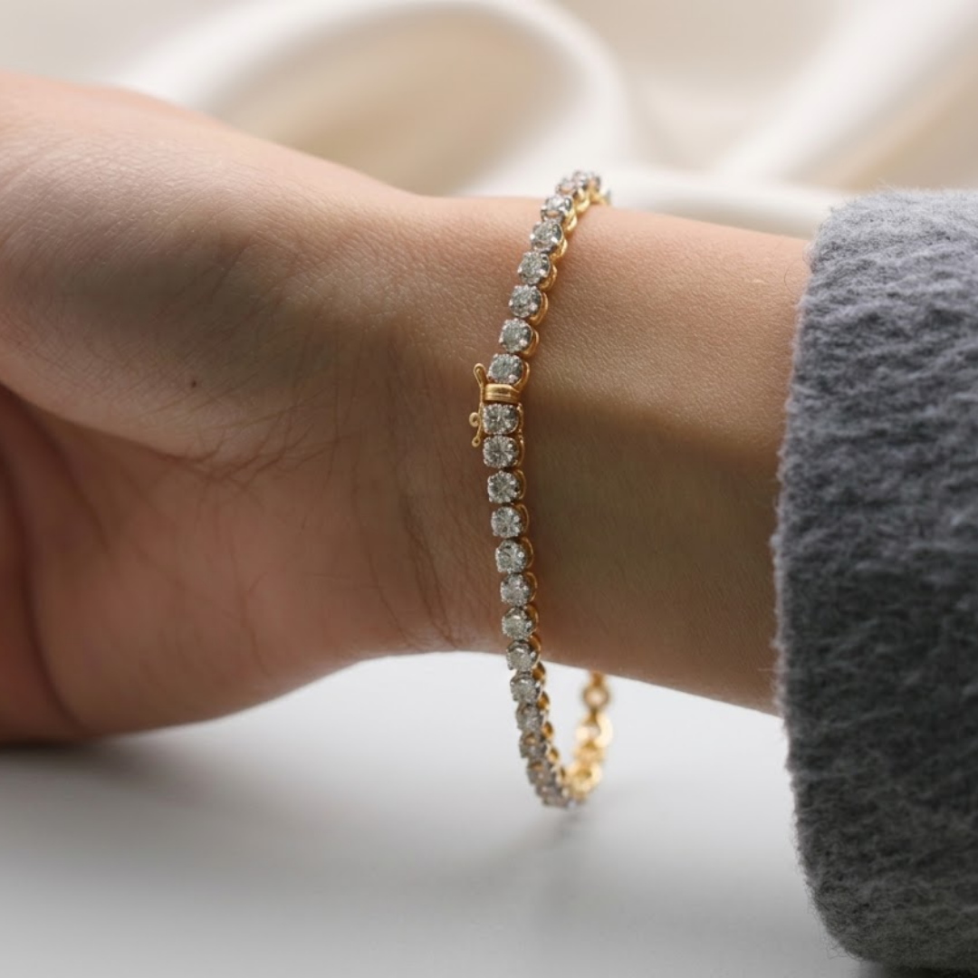 Luxury Diamond Tennis Bracelet for Women – Elegant Gold Stackable Bracelet, Minimalist Everyday Fine Jewelry Gift