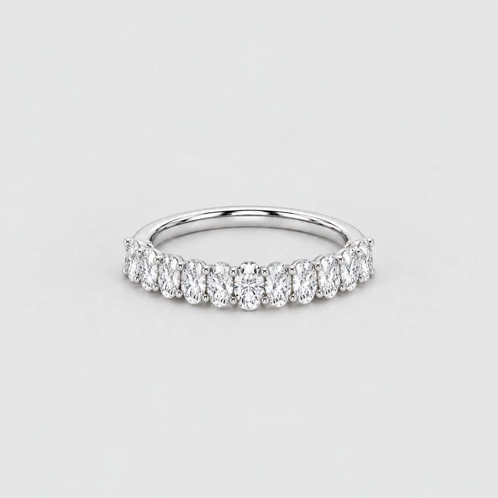 1 Ct. Lab Grown Diamond Oval Cut Half Eternity Band Ring (EF/VVS-VS)