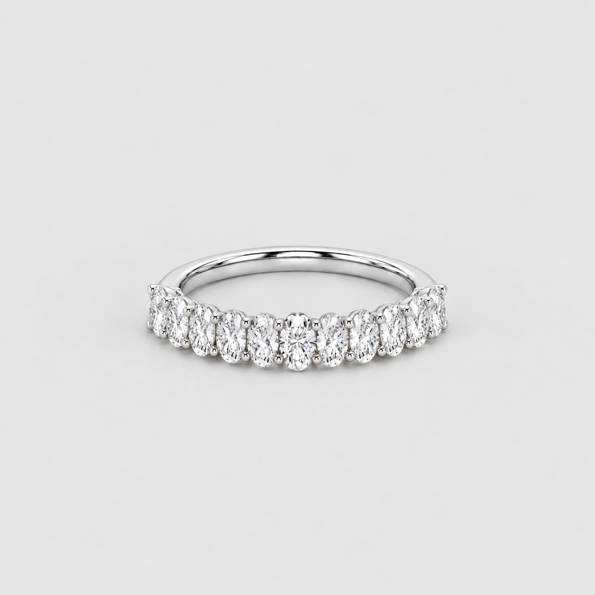1 Ct. Lab Grown Diamond Oval Cut Half Eternity Band Ring (EF/VVS-VS)
