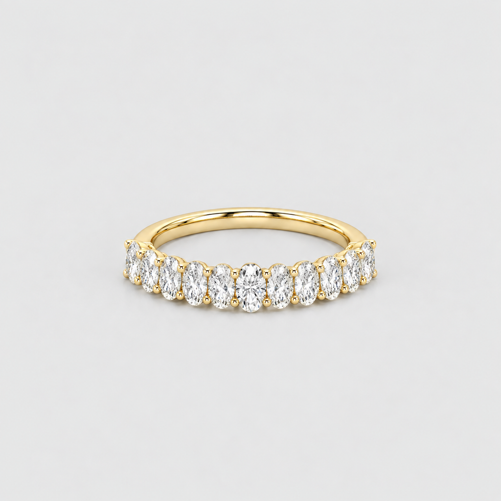 1 Ct. Lab Grown Diamond Oval Cut Half Eternity Band Ring (EF/VVS-VS)
