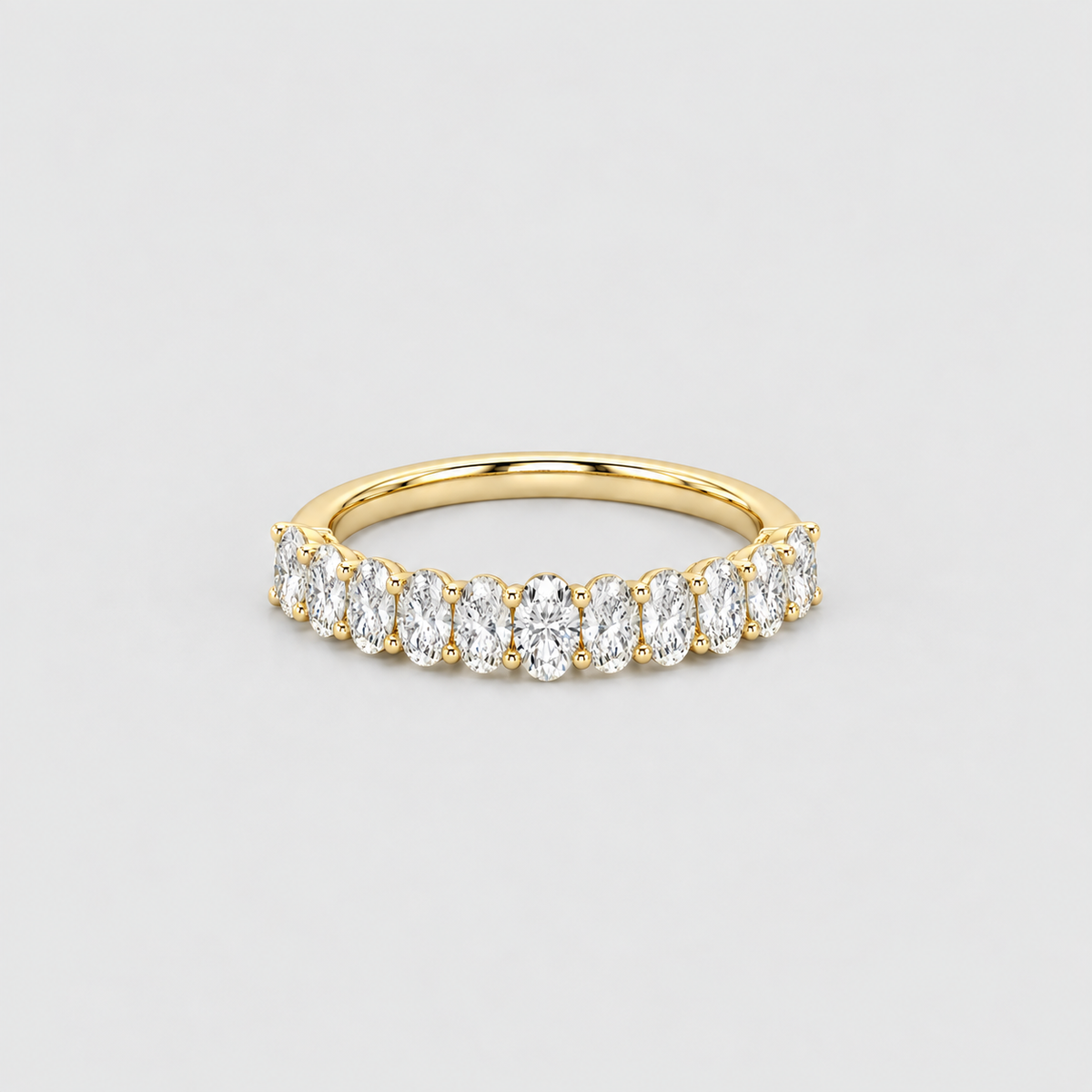 1 Ct. Lab Grown Diamond Oval Cut Half Eternity Band Ring (EF/VVS-VS)