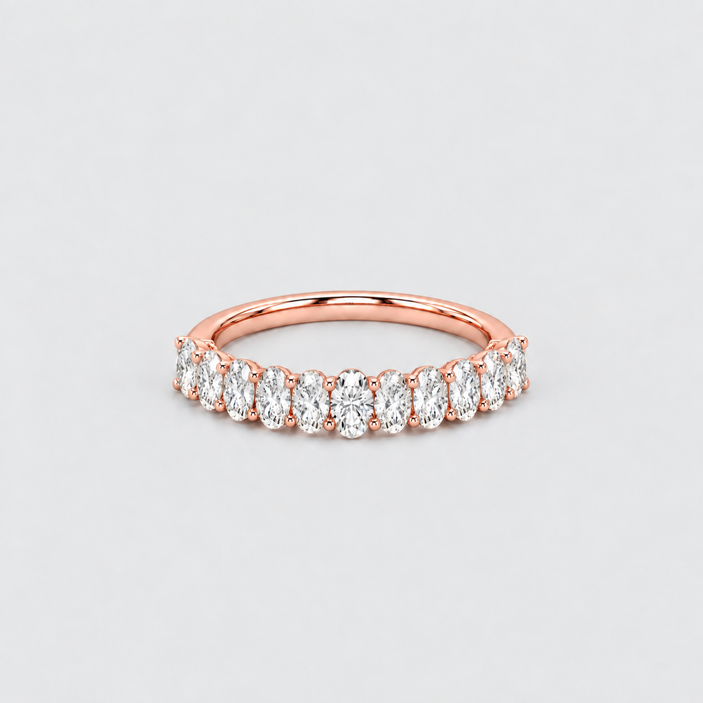 1 Ct. Lab Grown Diamond Oval Cut Half Eternity Band Ring (EF/VVS-VS)