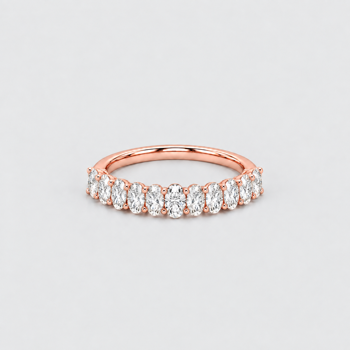 1 Ct. Lab Grown Diamond Oval Cut Half Eternity Band Ring (EF/VVS-VS)