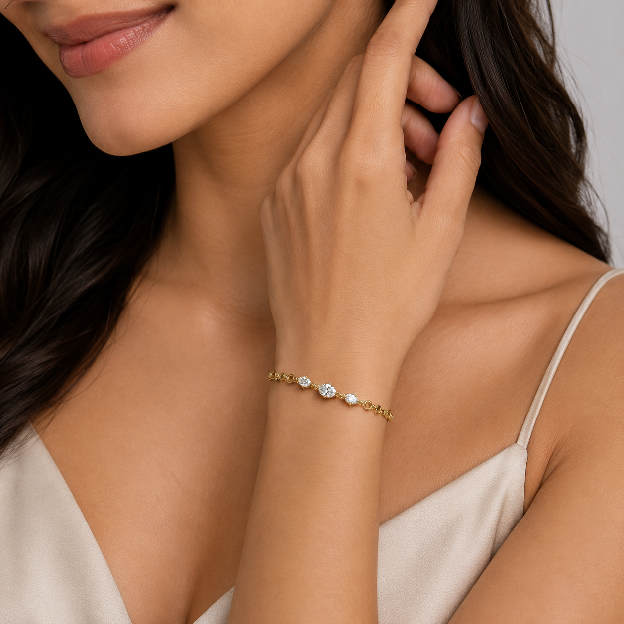 Lab Grown Diamond Oval Cut Chain Bracelet 0.75 Ct. (EF-VS)