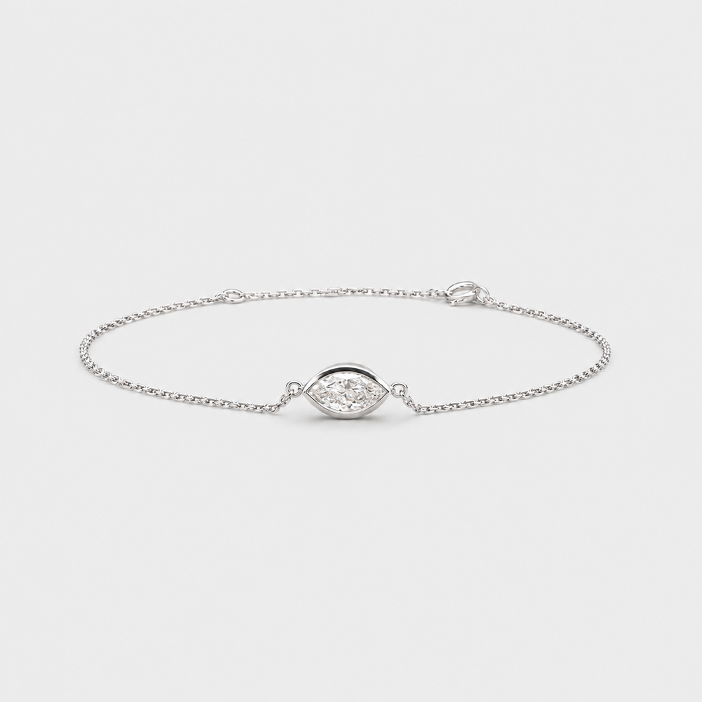 1 Ct. Lab Grown Diamond Marquise Cut Chain Bracelet (EF-VS)