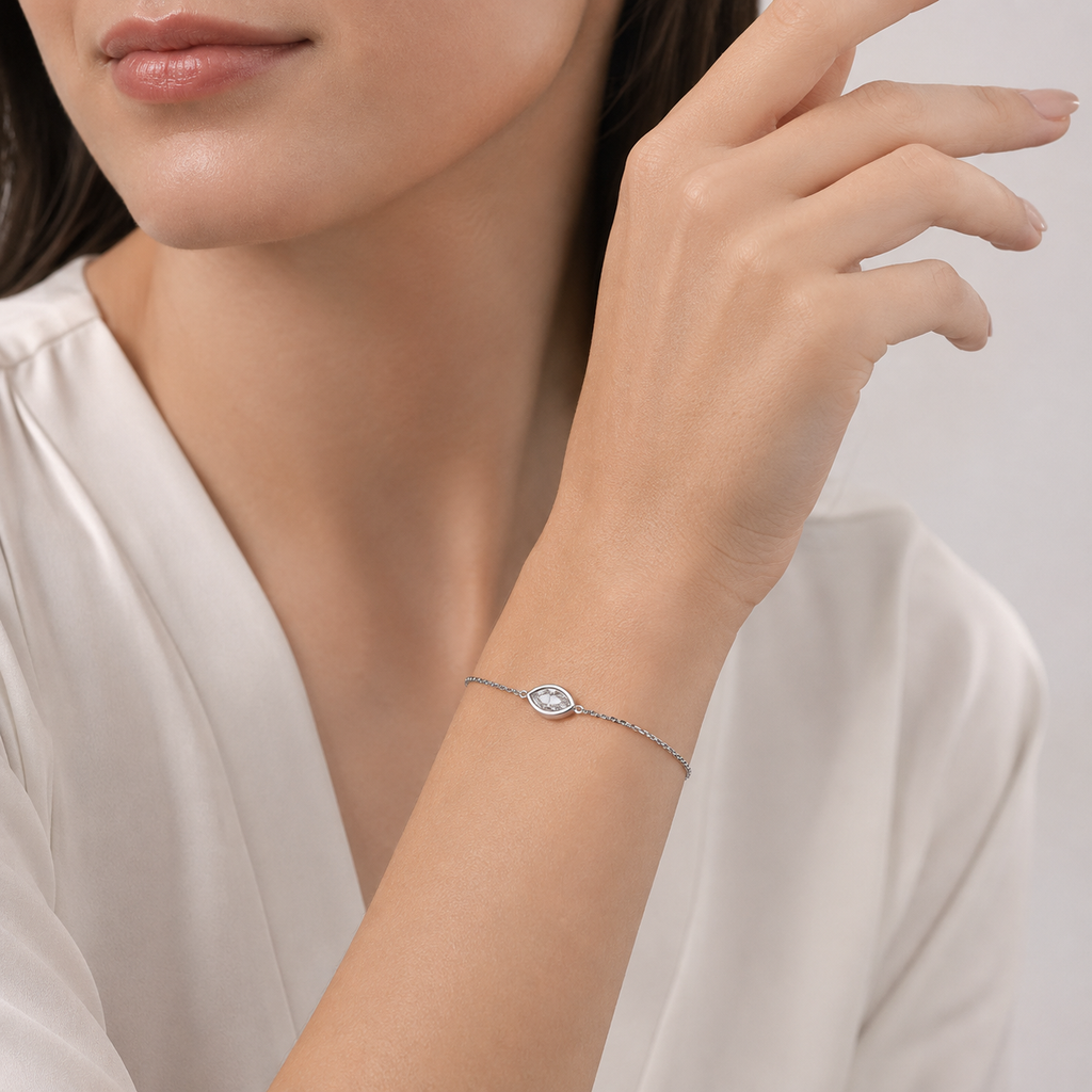 1 Ct. Lab Grown Diamond Marquise Cut Chain Bracelet (EF-VS)