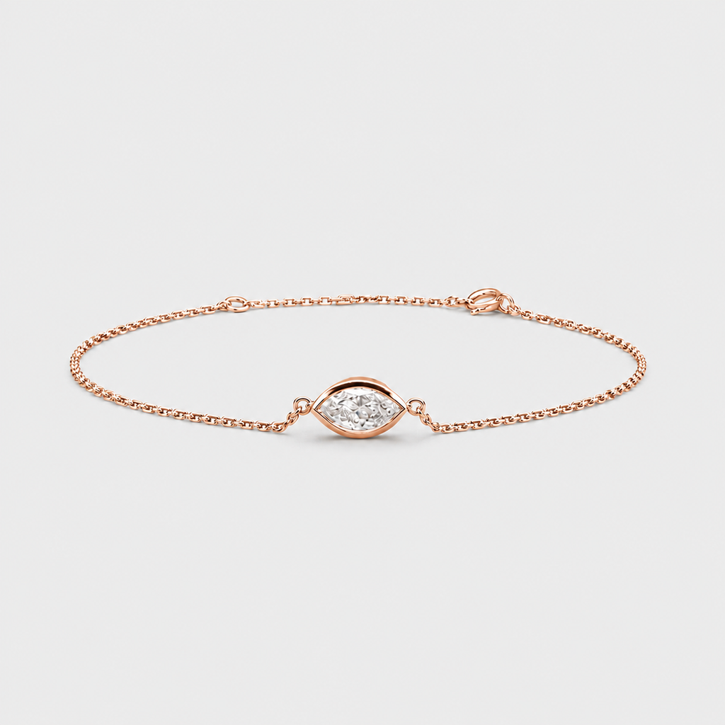 1 Ct. Lab Grown Diamond Marquise Cut Chain Bracelet (EF-VS)