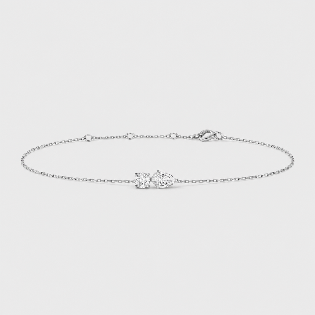 Lab Grown Diamond Chain Bracelet Round & Pear Cut 0.50 Ct. (EF-VS)