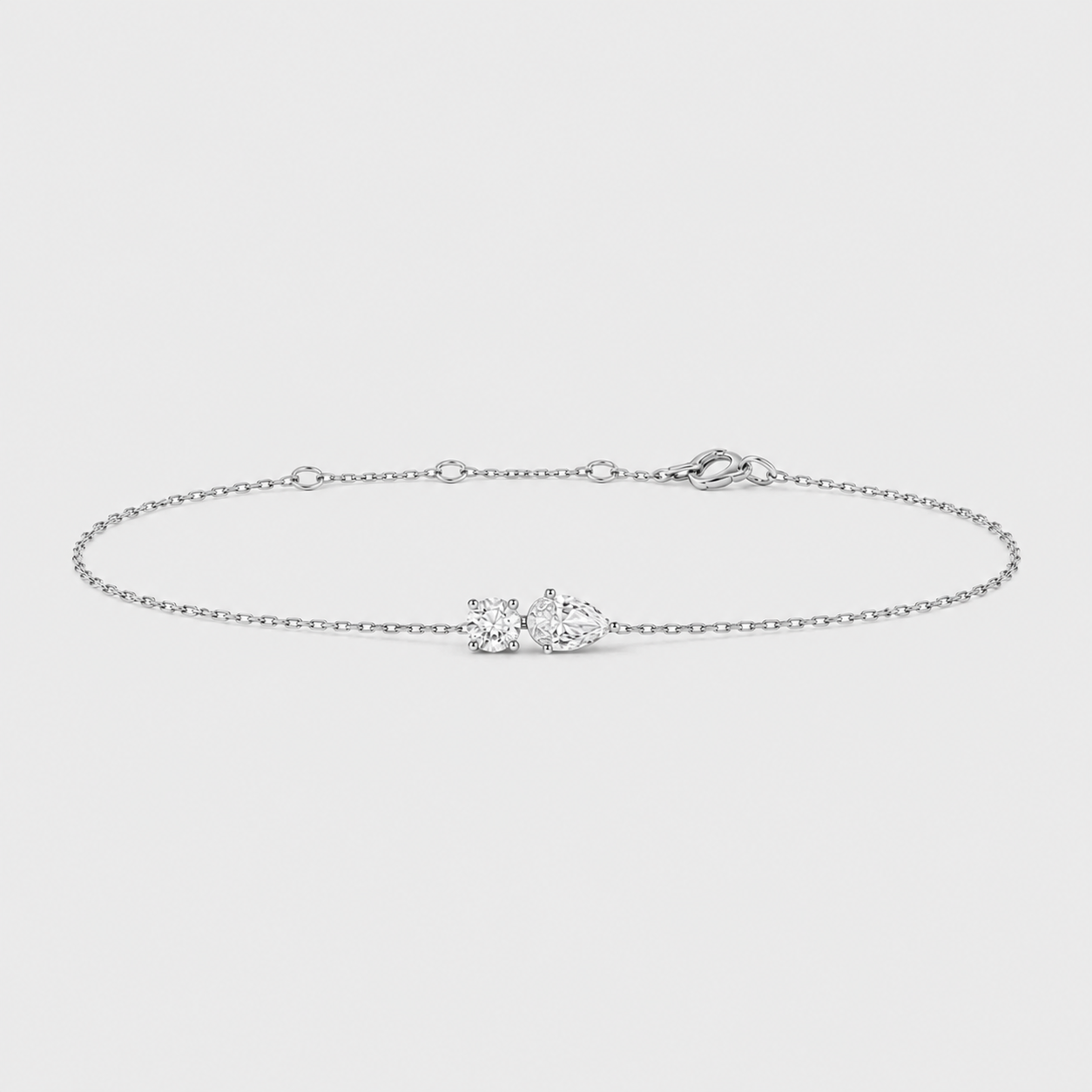 Lab Grown Diamond Chain Bracelet Round & Pear Cut 0.50 Ct. (EF-VS)