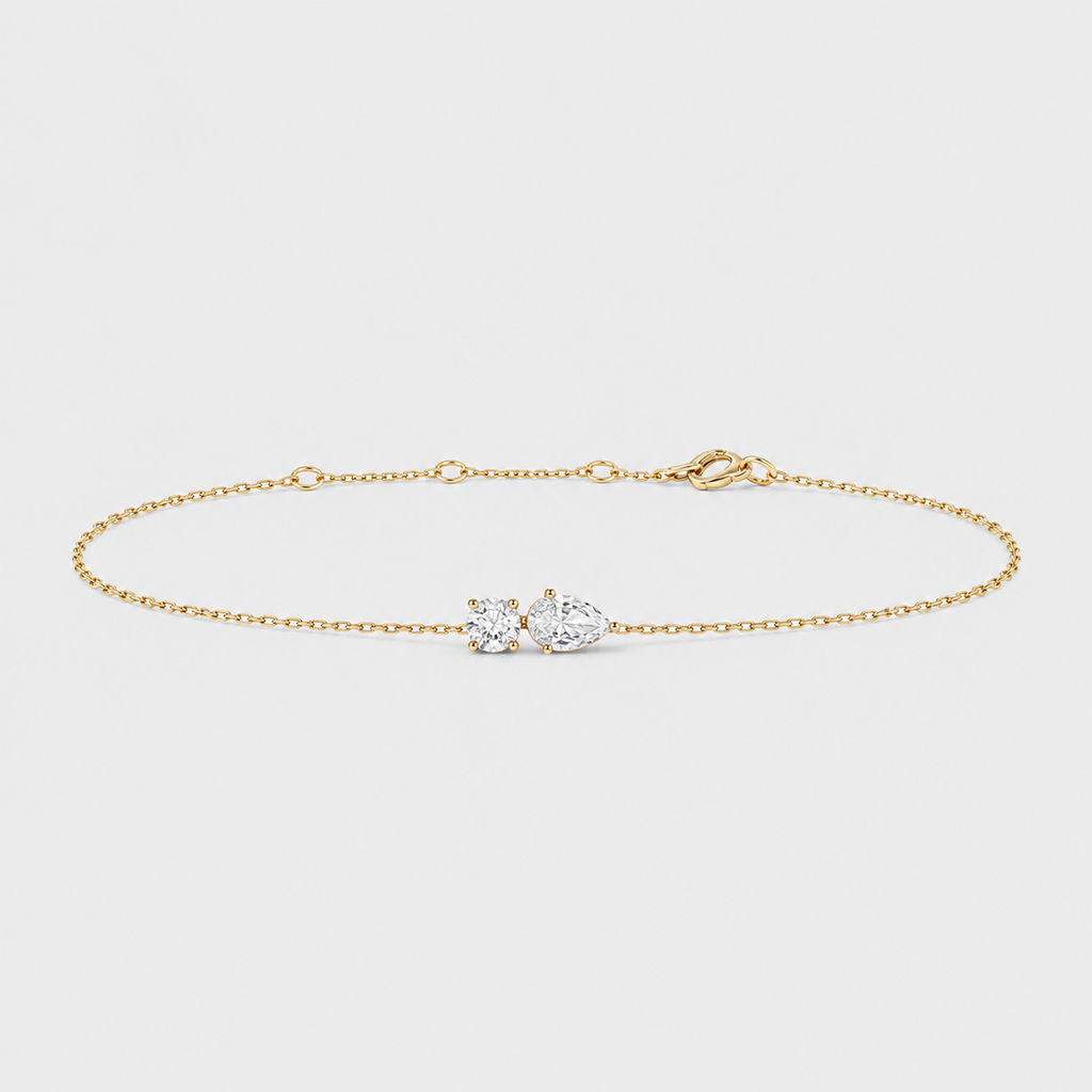 Lab Grown Diamond Chain Bracelet Round & Pear Cut 0.50 Ct. (EF-VS)