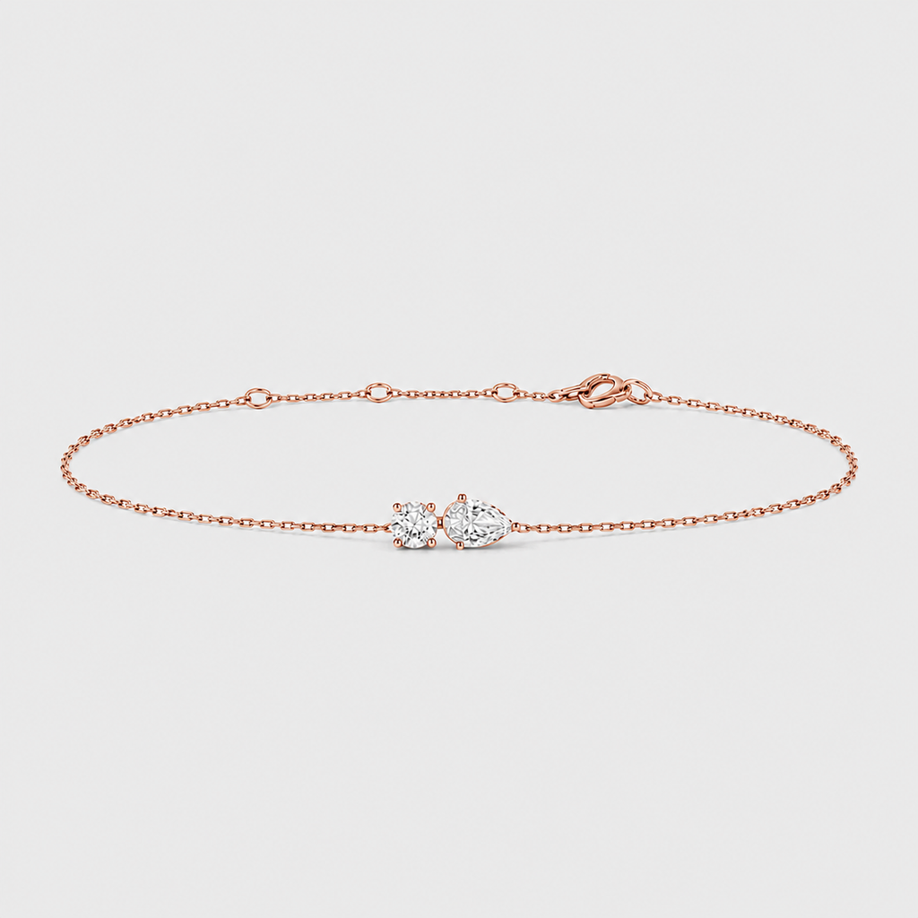 Lab Grown Diamond Chain Bracelet Round & Pear Cut 0.50 Ct. (EF-VS)