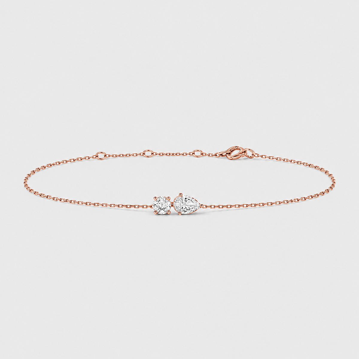 Lab Grown Diamond Chain Bracelet Round & Pear Cut 0.50 Ct. (EF-VS)