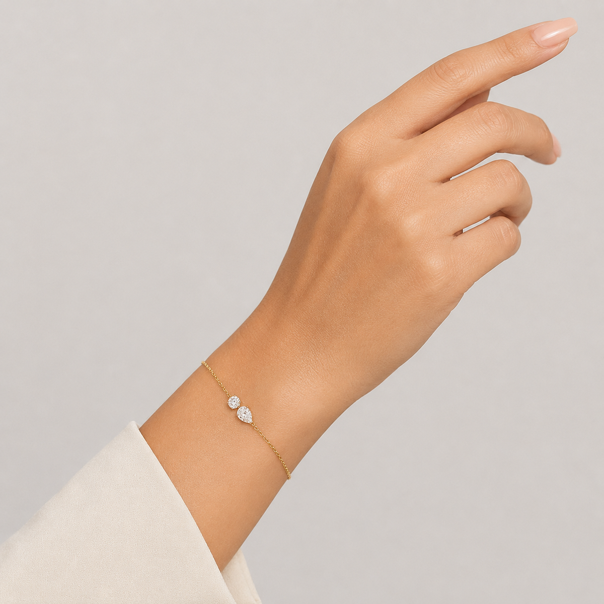 Lab Grown Diamond Chain Bracelet Round & Pear Cut 0.50 Ct. (EF-VS)