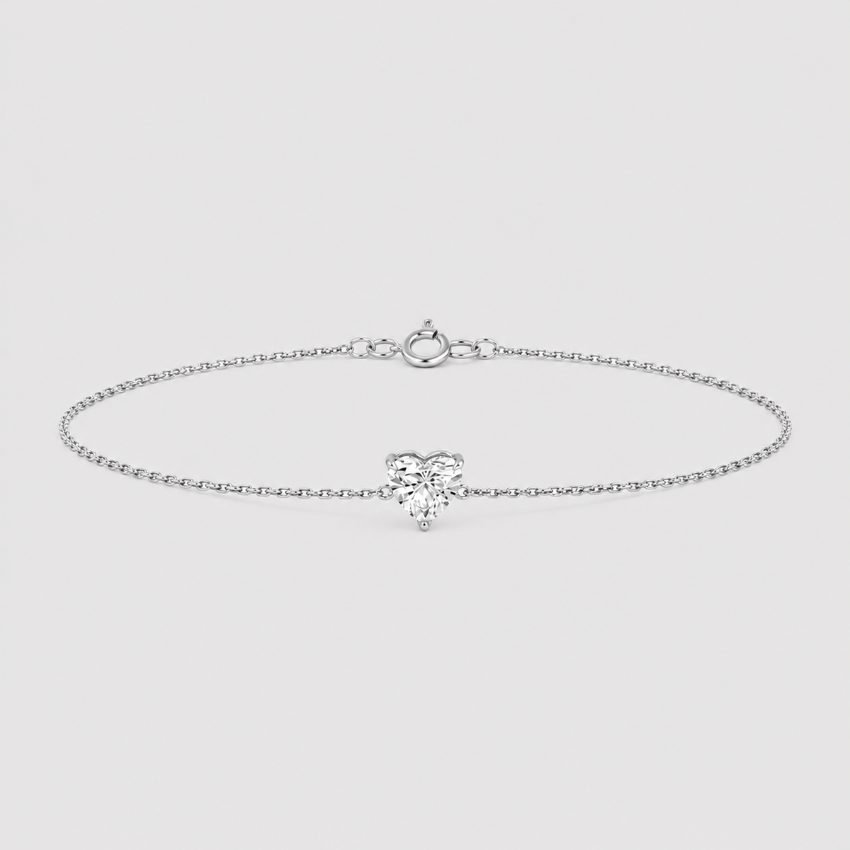 1 Ct. Lab Grown Diamond Heart-Cut Chain Bracelet (EF-VS)