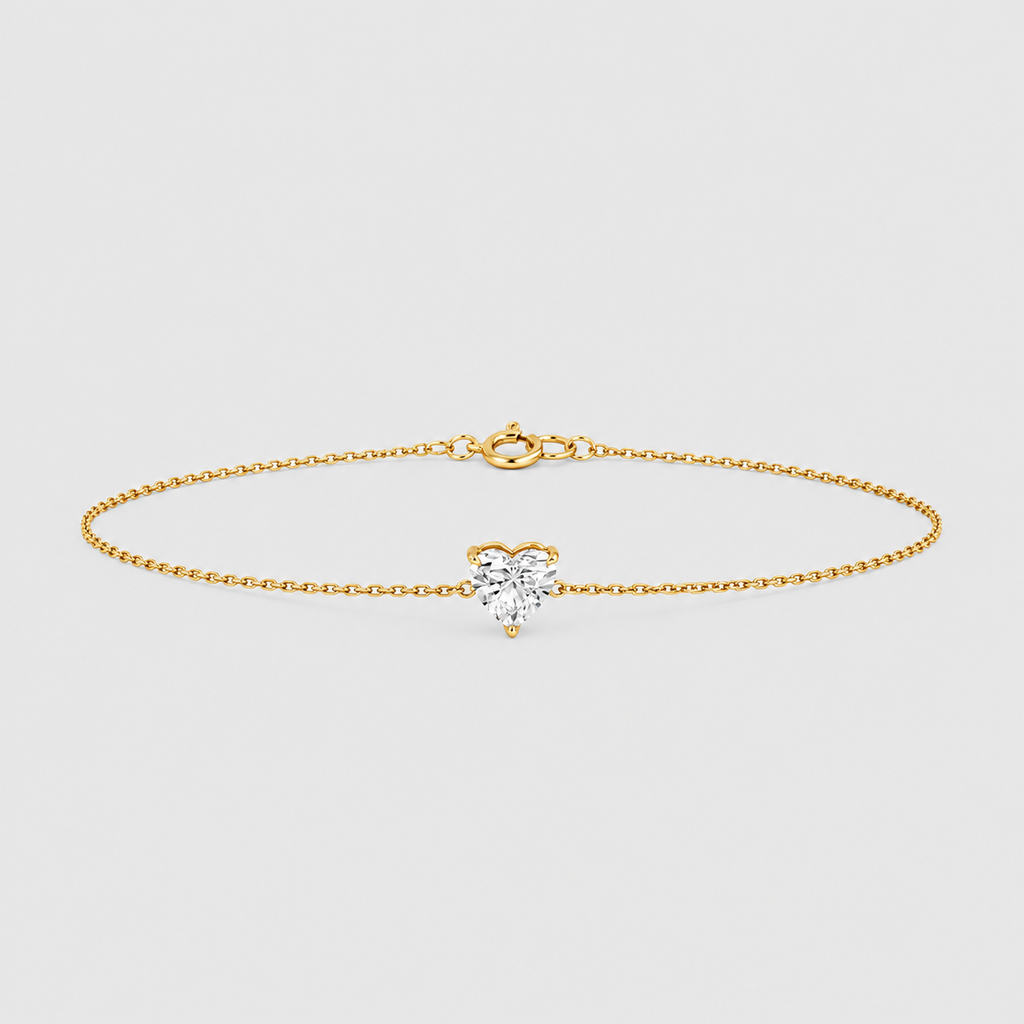 1 Ct. Lab Grown Diamond Heart-Cut Chain Bracelet (EF-VS)