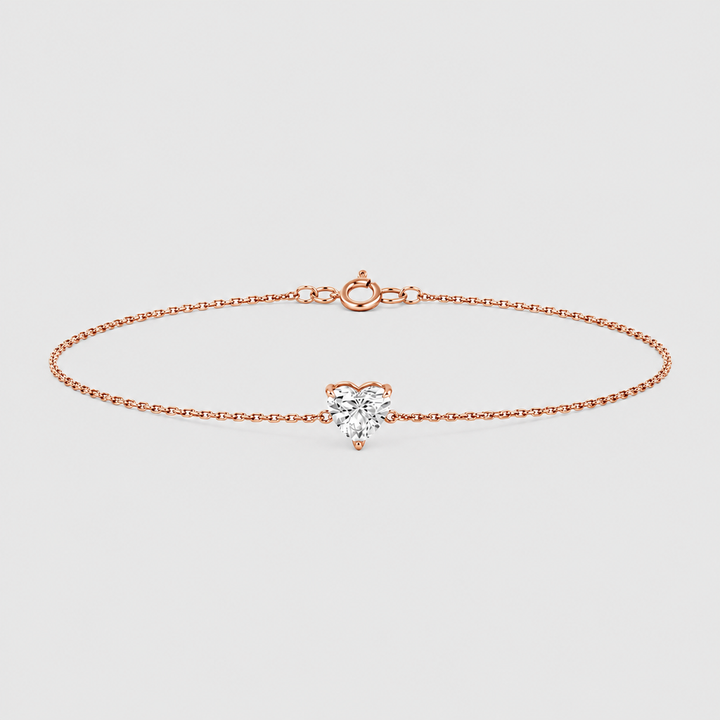 1 Ct. Lab Grown Diamond Heart-Cut Chain Bracelet (EF-VS)