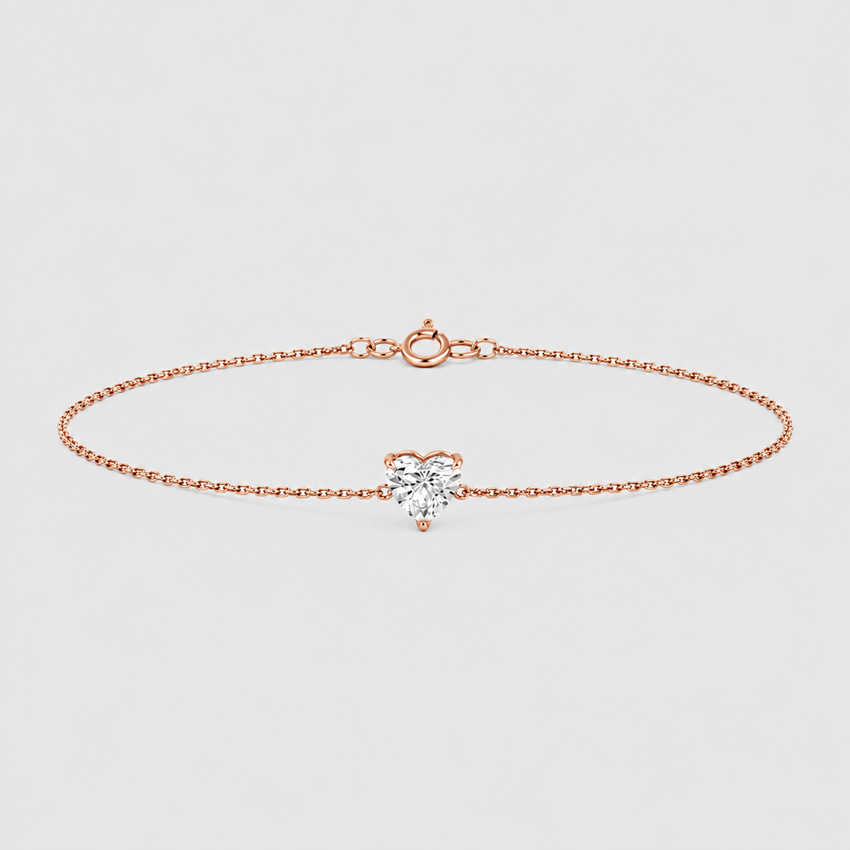 1 Ct. Lab Grown Diamond Heart-Cut Chain Bracelet (EF-VS)