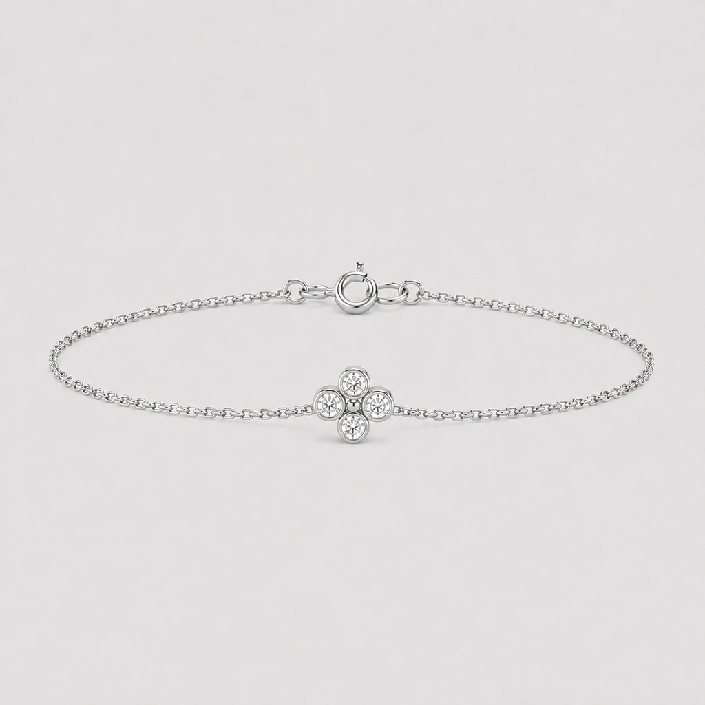 Lab Grown Diamond Chain Bracelet Round Cut 0.12 Ct. (EF-VS)