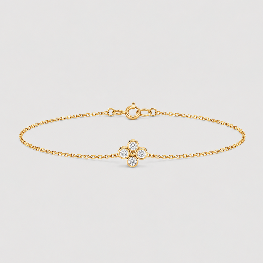 Lab Grown Diamond Chain Bracelet Round Cut 0.12 Ct. (EF-VS)