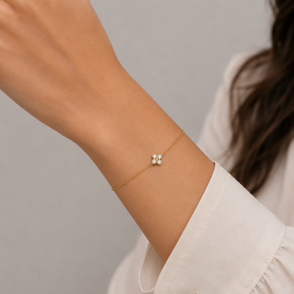 Lab Grown Diamond Chain Bracelet Round Cut 0.12 Ct. (EF-VS)