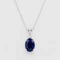 2.10 Ct. Blue Sapphire Oval-Cut Solitaire Pendant Necklace