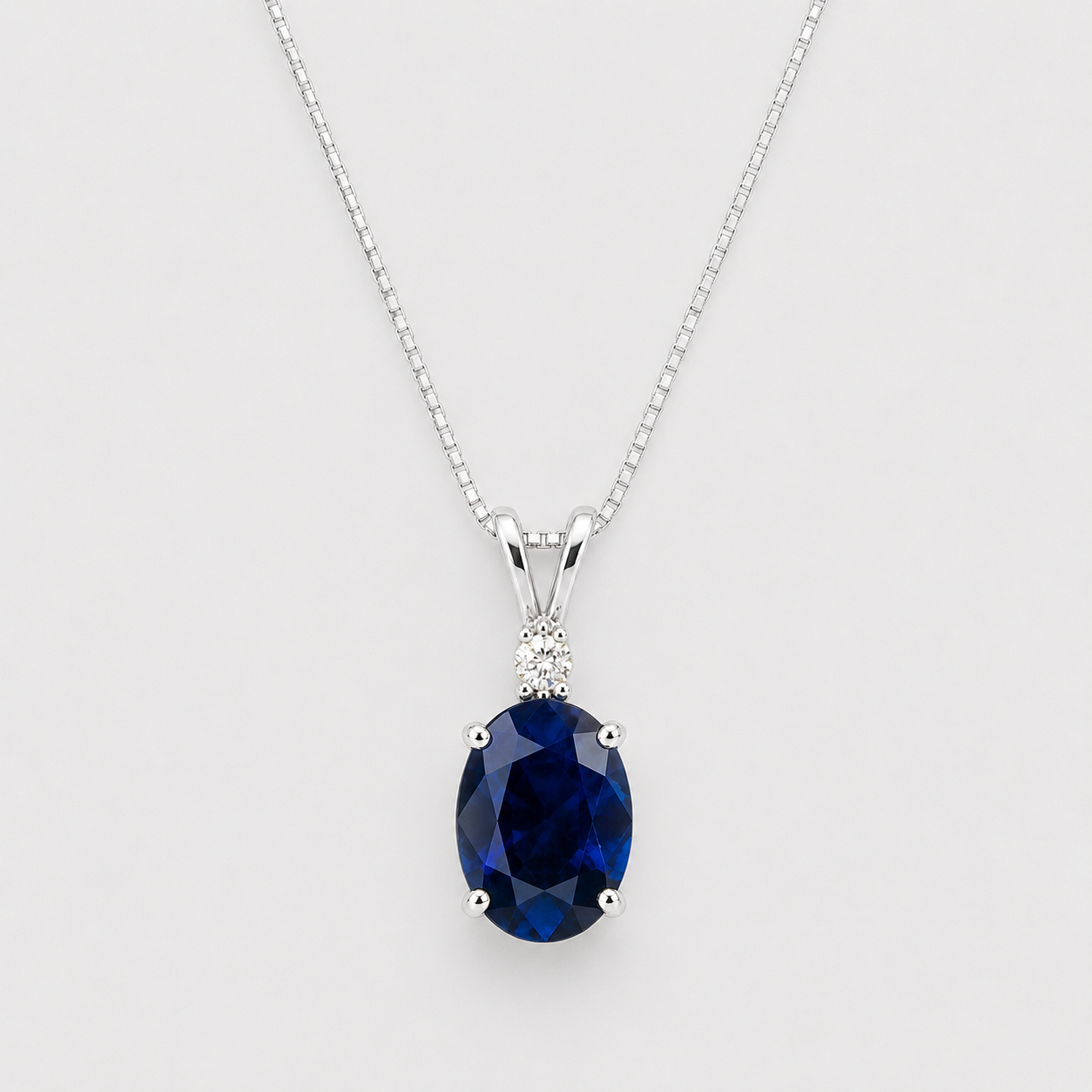 2.10 Ct. Blue Sapphire Oval-Cut Solitaire Pendant Necklace
