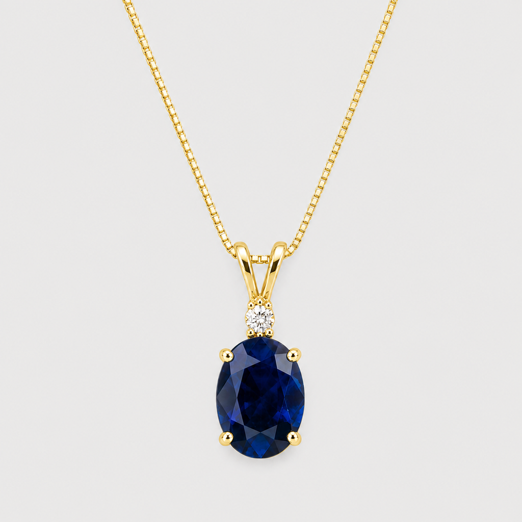 2.10 Ct. Blue Sapphire Oval-Cut Solitaire Pendant Necklace