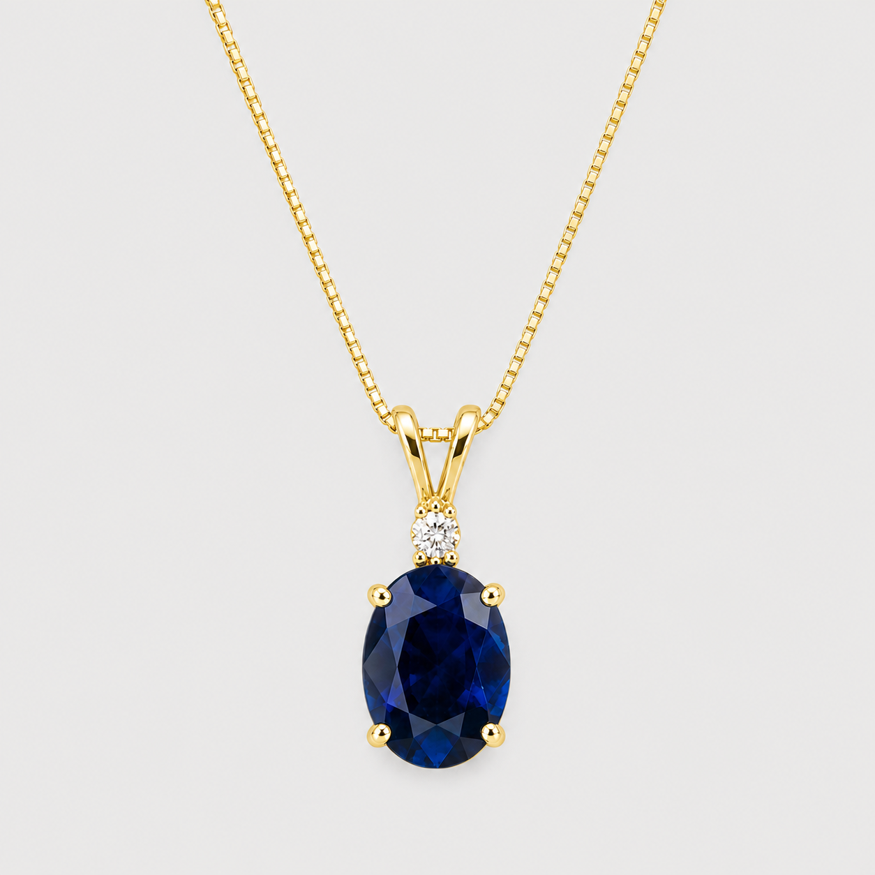 2.10 Ct. Blue Sapphire Oval-Cut Solitaire Pendant Necklace