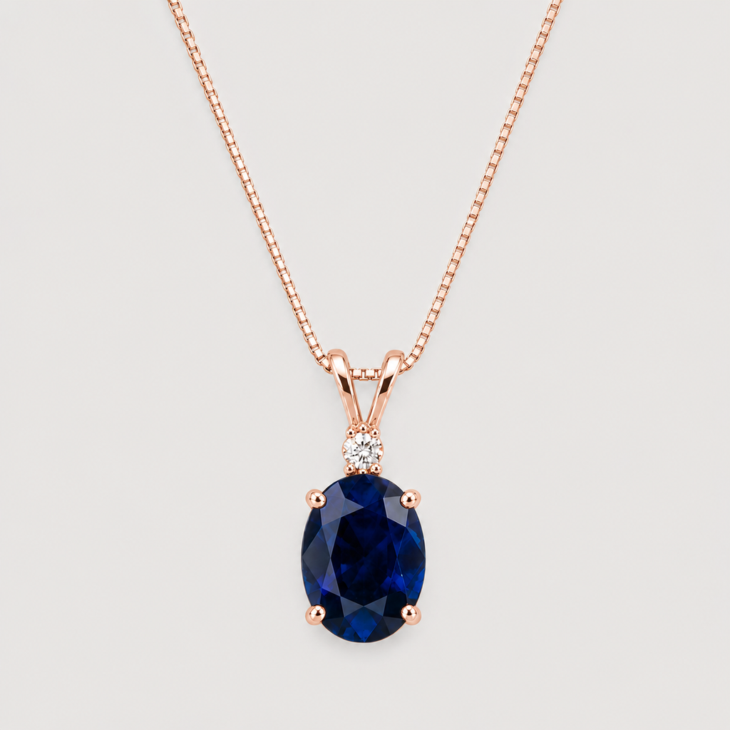 2.10 Ct. Blue Sapphire Oval-Cut Solitaire Pendant Necklace