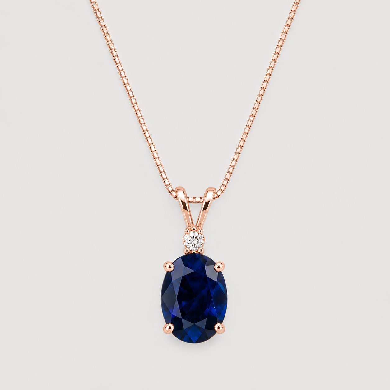 2.10 Ct. Blue Sapphire Oval-Cut Solitaire Pendant Necklace