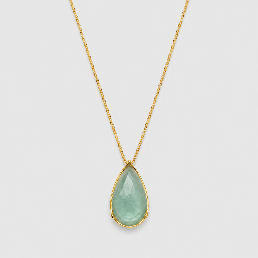 5 Ct. Pear-Cut Emerald Gemstone Pendant Necklace