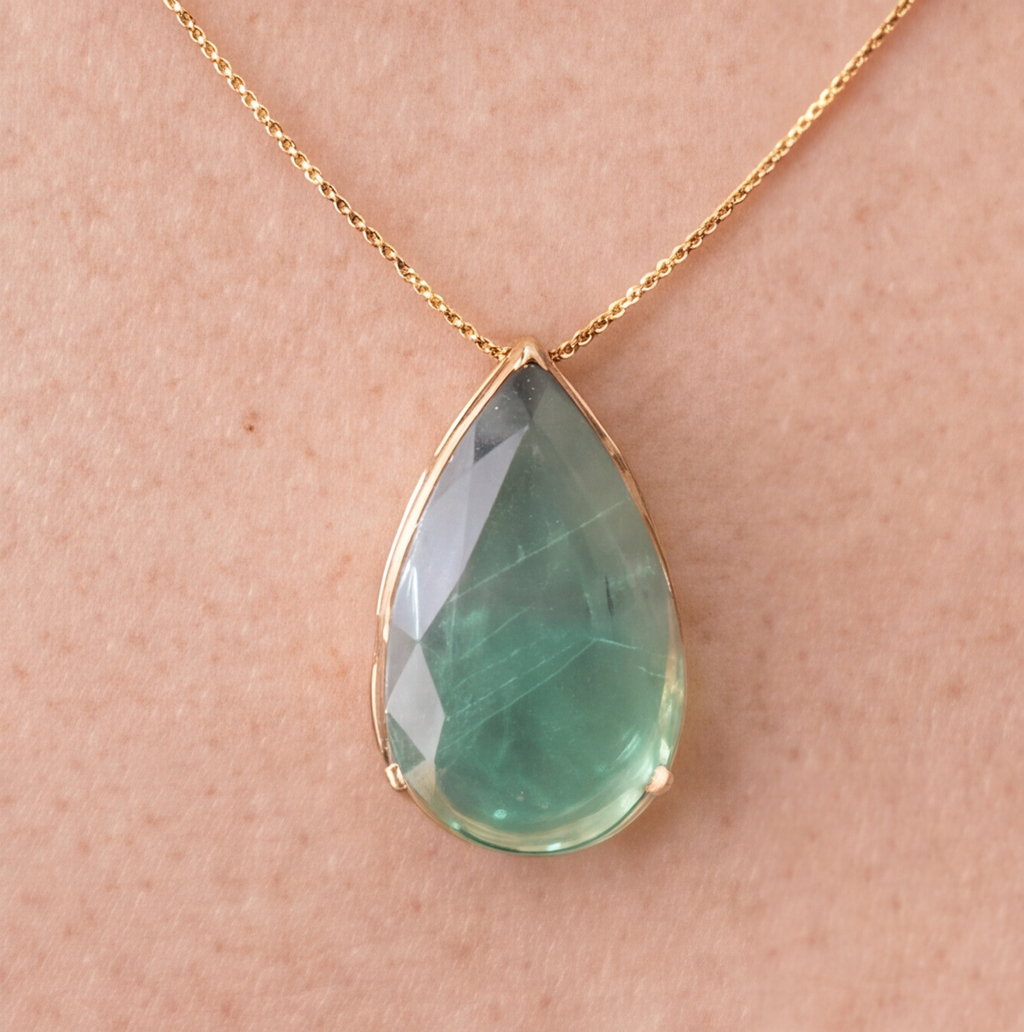 5 Ct. Pear-Cut Emerald Gemstone Pendant Necklace