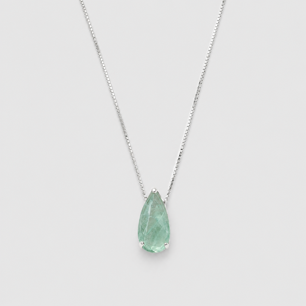 2 Ct. Pear-Cut Emerald Gemstone Pendant Necklace