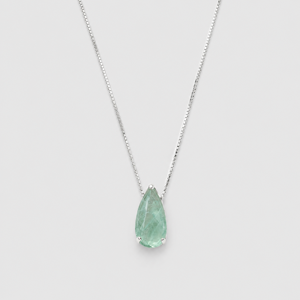 2 Ct. Pear-Cut Emerald Gemstone Pendant Necklace
