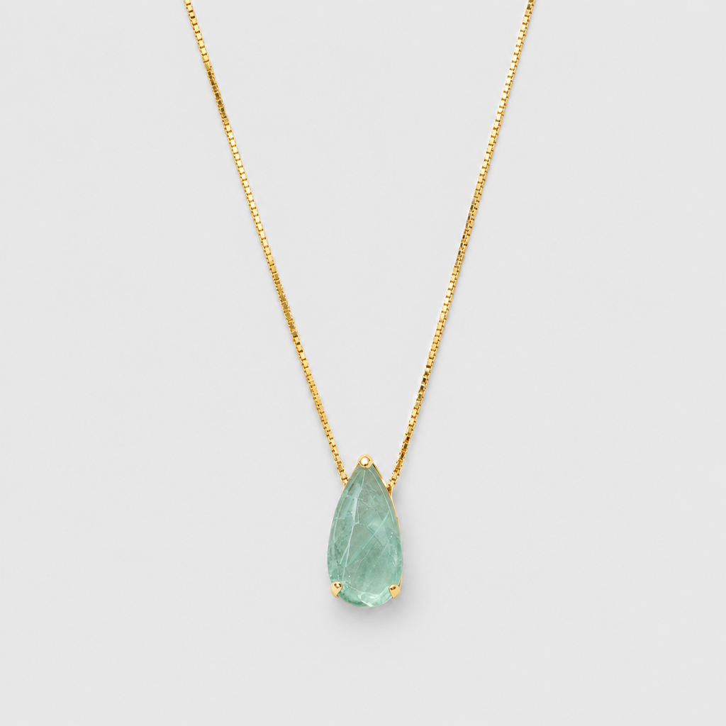 2 Ct. Pear-Cut Emerald Gemstone Pendant Necklace