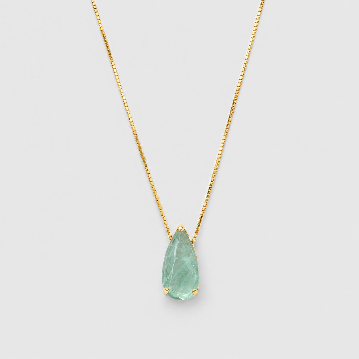 2 Ct. Pear-Cut Emerald Gemstone Pendant Necklace