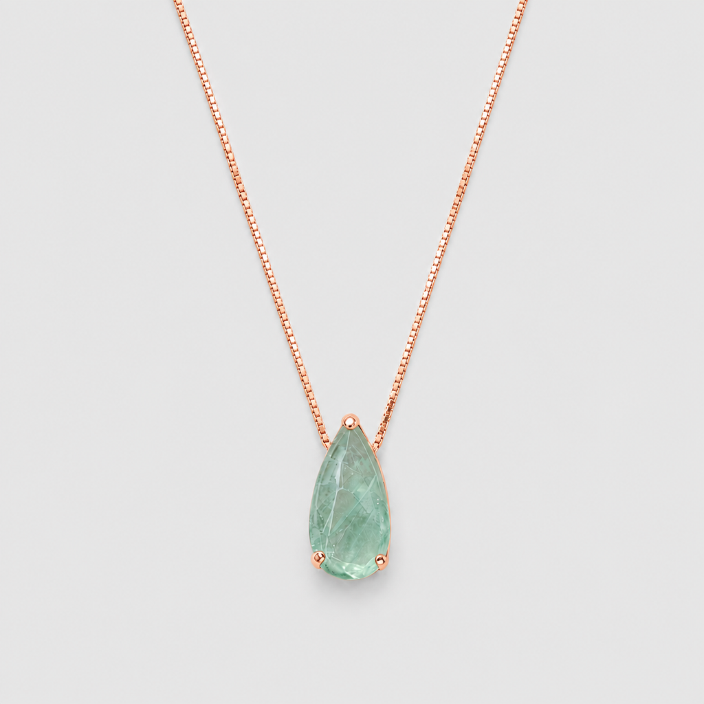 2 Ct. Pear-Cut Emerald Gemstone Pendant Necklace