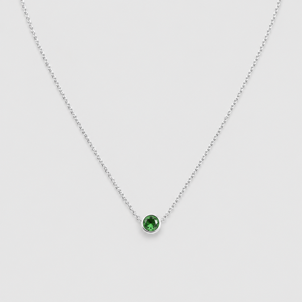 0.5 Ct. Round-Cut Emerald Gemstone Pendant Necklace